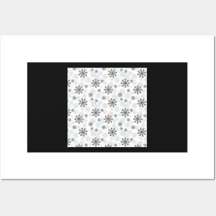 Cute Snowflakes Pattern - Blue Posters and Art